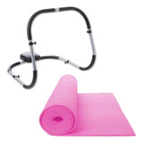 Kit Colchonete Para Ginástica Yoga Rosa Aparelho Abdominal
