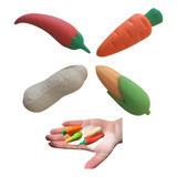 Kit Coleção 4 Borrachas Legumes Frutas Super Realistas Fofa