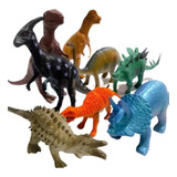 Kit Coleção 8 Peças De Borracha Dinossauro De Brinquedo Dino