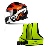 Kit Colete Cinto Moto Infantil Capacete Para Crianças Kids