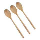 Kit Colher De Pau Madeira Com 3 Unidades Tamanho 30cm