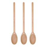 Kit Colher De Pau Madeira Tamanho 34cm 3 Unidades 