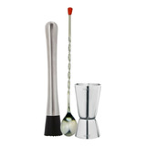 Kit Colher Mixing Ponta Vermelha Medidor 25x50ml E Socador