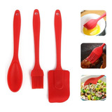 Kit Colher Pincel Espátula Em Silicone P Cozinha Utensílios