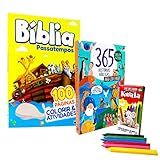 Kit Colorir Atividades Bíblia Passatempos 365 Histórias Bíblicas Para Ler E Ouvir Com Giz De Cera