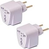 Kit Com 02 Adaptadores Tomada Benjamim T Universal Padrão Europeu Uk Para Brasil 10a 16a 20a Até 250v Complete Store Bivolt 110V 220V
