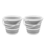 Kit Com 02 Baldes Dobrável De 10 Litros Retrátil Plástico Emborrachado Silicone Para Limpeza