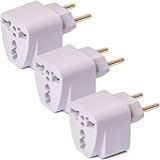 Kit Com 03 Adaptadores Tomada Benjamim T Universal Padrão Europeu Uk Para Brasil 10a Até 250v Complete Store Bivolt 110V 220V