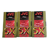 Kit Com 03 Fitas Vhs Virgens Jvc Sx Gold T 120 Lacradas