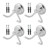 Kit Com 04 Cabides Duplo Para Banheiro Gancho Para Toalha Cor Prateado