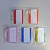 Kit Com 05 Etiquetas TAGS PARA BAGAGEM Em PVC 54x86 Mm Com Alça Em Silicone Transparente