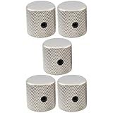 Kit Com 05 Knobs Cromado Flat Top Para Potenciômetros CTS 6-4mm - Guitarra E Baixo
