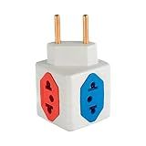 KIT Com 10 Adaptadores Benjamim Cubo 3D Com 3 Entradas De Tomada 10 Amperes E 1 Entrada De Tomada 20 Amperes Colorido Vermelho Azul Plug Padrão Novo 3 Pinos Resistente PREMIUM ONYK