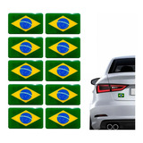 Kit Com 10 Adesivos Bandeira Do Brasil Resinado 20731 Cor Verde Amarelo Azul