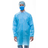Kit Com 10 Avental Des Cirúrgico Tnt Gr 40 M longa Azul