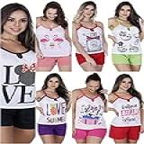 Kit Com 10 Baby Dool Pijama Feminino Short Alça Confortável Revenda Atacado Barato Cores E Tamanhos GG 46 