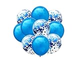 Kit Com 10 Bexigas Azul Com Confetes E Lisas Festa De Aniversario Blue Balão Eventos 7 Polegadas Festa Infantil Chá De Bebe Revelação