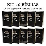 KIT Com 10 Bíblias Sagrada Letra Gigante   Luxo   Preta C  Harpa Cristã   ATACADO