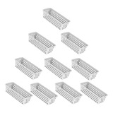 Kit Com 10 Cestos Organizador Multiuso Branco 28x11x8cm