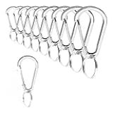Kit Com 10 Chaveiros Mosquetão Metal Gancho Cromado