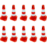 Kit Com 10 Cone De Sinalização 75cm Pvc Laranja E Branco Prada Plus Epis