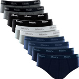 Kit Com 10 Cuecas Slip Mash Básica Masculina Algodão Oferta
