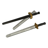 Kit Com 10 Espada Medieval C Capa Brinquedo Fantasia Teatro Cor Preto