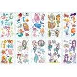 Kit Com 10 Folhas De Tatuagem Infantil Sereias Removível