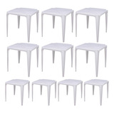 Kit Com 10 Mesa De Plástico Bela Vista Branca Mor Cor Branco
