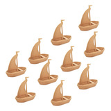 Kit Com 10 Mini Barquinho Barco De Madeira A Vela P