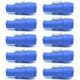 Kit Com 10 Plug Conector Powercon Macho Azul Ac 3 Polos 20a