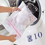 Kit Com 10 Sacos Saco De Lavar Roupa Delicada Lingerie Tecido Organizador Medida 30cmx40cm CLINK MAX Clean