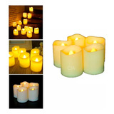 Kit Com 10 Velas Decorativas De Led Amarelas Bateria