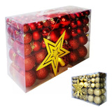 Kit Com 100 Bolas De Natal Lisas Foscas Glitter Enfeite Luxo