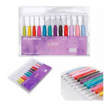 Kit Com 12 Agulhas De Crochê Coloridas Cabo Emborrachado 
