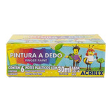 Kit Com 12 Caixas De Pintura A Dedo 6 Cores Com 30ml Acrilex