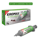 Kit Com 12 Mata Formigas Caseiras Doceiras Kromax 10g Gel Repelente