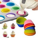 Kit Com 12 Ou 24 Mini Formas Em Silicone Para Cupcakes Livre De BPA Ideal Para Bolo Muffins E Muito Mais 12