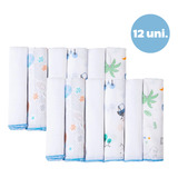 Kit Com 12 Paninhos De Boca Karinho 30cm X 30cm Estampados