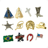 Kit Com 12 Pim Bótons Para Chapéu Broches Pingentes Diversos
