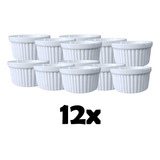 Kit Com 12 Ramekin Canelado Porcelana 40 Ml Pequeno