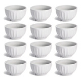 Kit Com 12 Tigelas Cumbuca Porcelana Branca 190ml Sopas Cor Branco