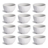 Kit Com 12 Tigelas Cumbuca Porcelana Branca 310ml Sopas Cor Branco