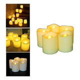 Kit Com 12 Velas Decorativas De Led Amarelas Bateria