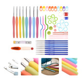 Kit Com 16 Agulhas De Crochê Acessórios Estojo
