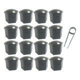 Kit Com 16 Capas De Parafusos Vw Up Gol Voyage Parati Saveiro Roda 17mm Sextavada Lisa Preta