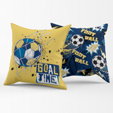 Kit Com 2 Almofadas Estampadas Cheias Futebol Goal 45 X 45cm