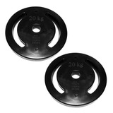 Kit Com 2 Anilhas Injetadas Emar De 20 Kg Cada Furo Olímpico