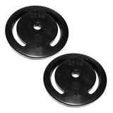 Kit Com 2 Anilhas Injetadas Emar De 25 Kg Cada Furo Olímpico