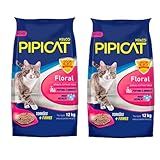 Kit Com 2 Areias Higiênicas Pipicat Floral Para Gatos 12kg